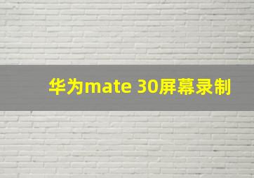 华为mate 30屏幕录制